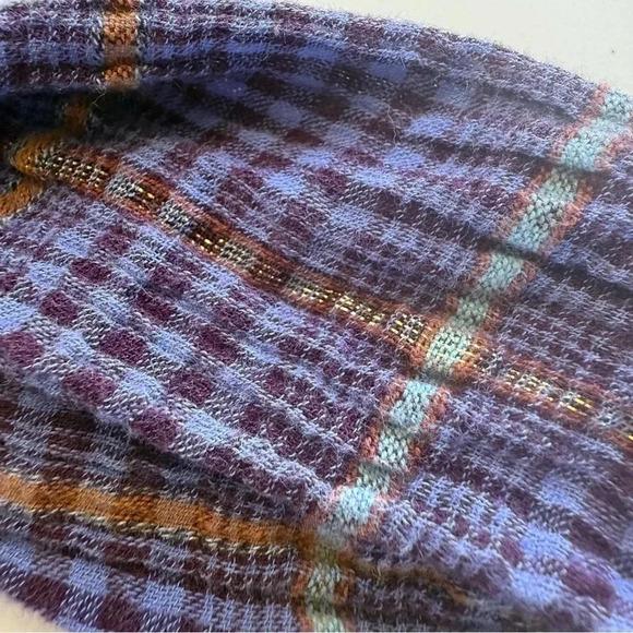 Free People- Lightweight-Purple-Metallic-Fall-Plaid- Button Up- Cotton-Women’s S - Picture 9 of 13